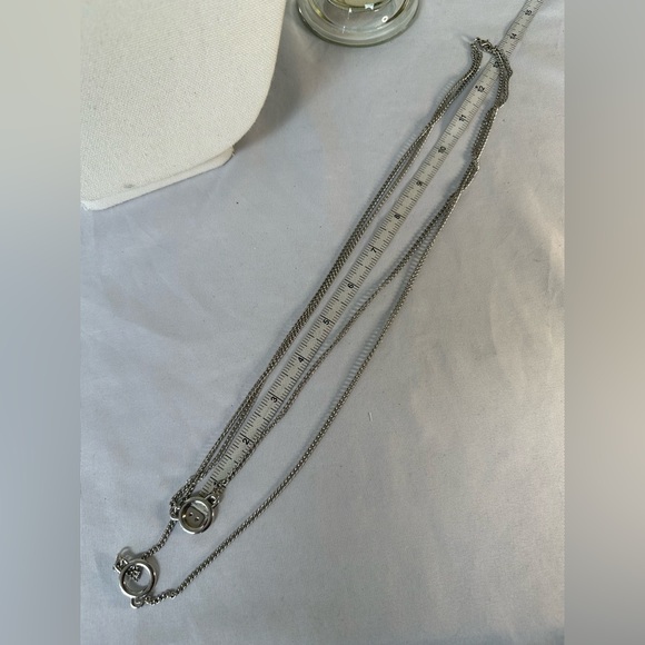 Long double strand statement necklace with circles - Picture 3 of 4